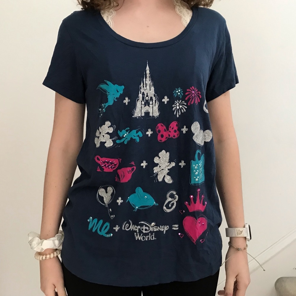 Disney short sleeve navy w/ glitter designs tshirt